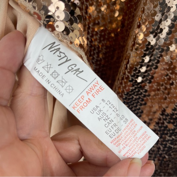 Nasty Gal Rose Gold Sequin Split Thigh Midi Skirt - Picture 5 of 12